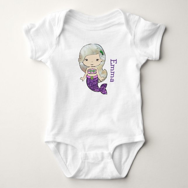 Body Para Bebé Camiseta personalizada de bebé de sirena de una pi (Anverso)