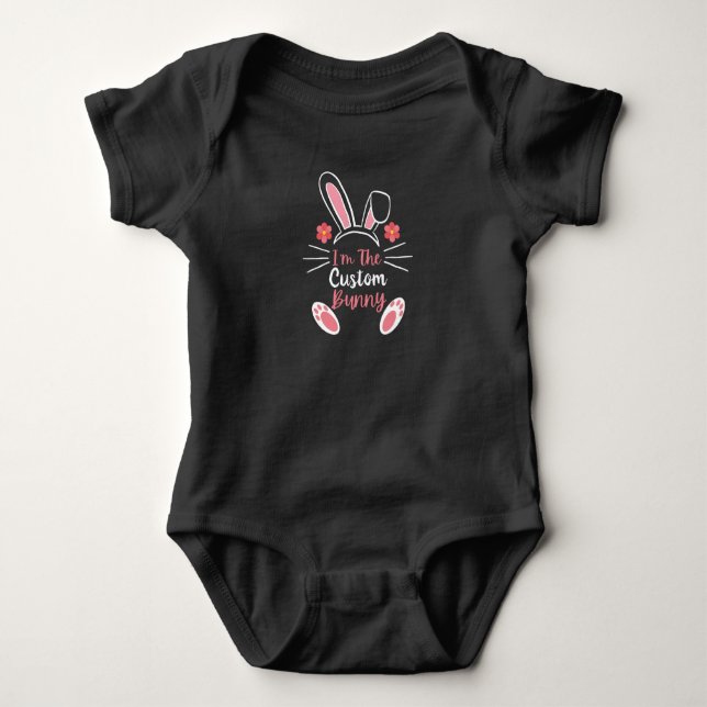 Body Para Bebé Camiseta personalizada de conejo de Pascua (Anverso)