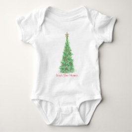 Body Para Bebé Camiseta personalizada de la primera Navidad del b