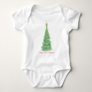 Body Para Bebé Camiseta personalizada de la primera Navidad del b