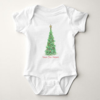 Body Para Bebé Camiseta personalizada de la primera Navidad del b