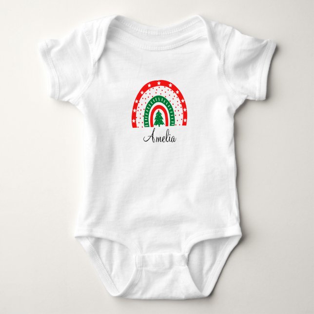 Body Para Bebé Camiseta personalizada de Navidades de nombres (Anverso)