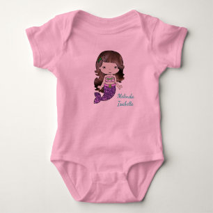 Body Para Bebé Camiseta personalizada de sirena para bebé de una