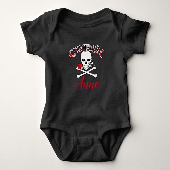 Body Para Bebé Camiseta personalizada Jolly Roger (Rosa) (Anverso)