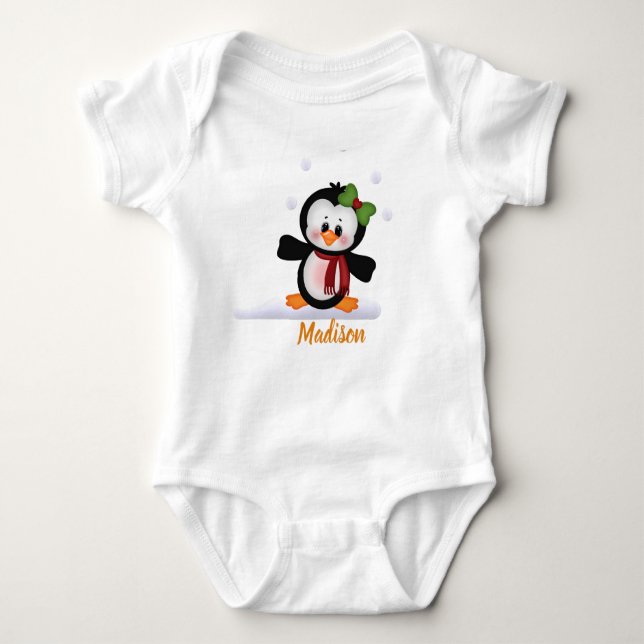 Body Para Bebé Camiseta pingüina personalizada (Anverso)