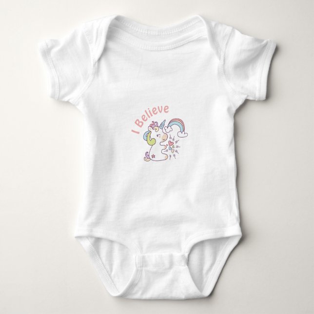 Body Para Bebé Camiseta Rainbow Magic Unicorn (Anverso)