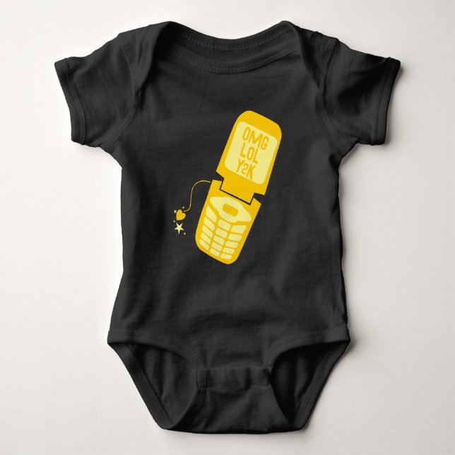 Body Para Bebé Camiseta Retro Amarillo Flip Phone (Anverso)