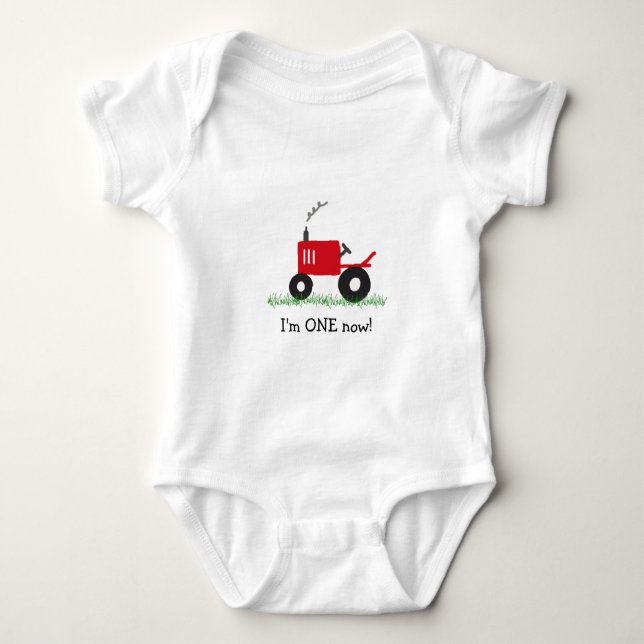 Body Para Bebé Camiseta roja del tractor del niño: Edad del (Anverso)