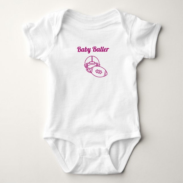 Body Para Bebé Camiseta rosa Baller (Anverso)
