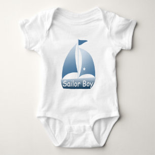 Body Para Bebé Camiseta Sailor Boy Blue Sailboat