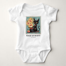 Body Para Bebé Camiseta Vintage de Halloween de Gato Negro