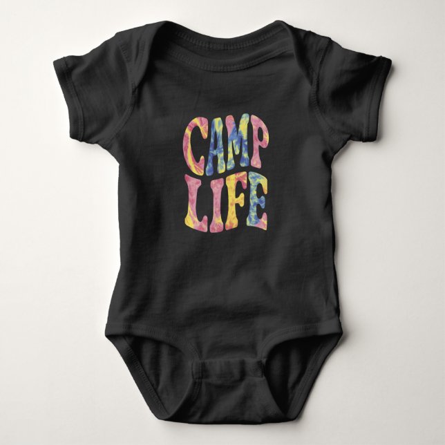Body Para Bebé Camping Chicas de verano Camp Life Tie-Die Retro (Anverso)