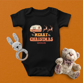 Body Para Bebé Camping Merry Christmas Reindeer Nombre Personaliz