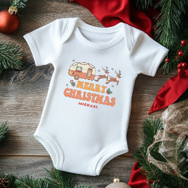 Body Para Bebé Camping Merry Christmas Reindeer Nombre Personaliz
