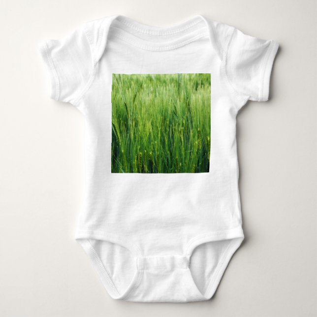 Body Para Bebé Campo de cebada verde, cierre de primavera. (Anverso)