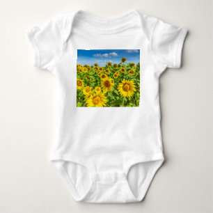 Body Para Bebé Campo de girasoles, día soleado de verano.