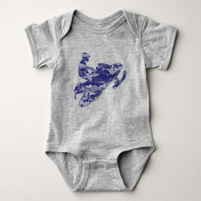 Body Para Bebé Camuflaje azul para moto de nieve (Anverso)