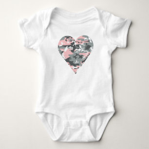 Body Para Bebé Camuflaje rosa y gris, militar, ejército