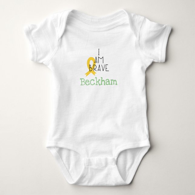 Body Para Bebé cáncer infantil. Soy valiente.Personalizado Baby B (Anverso)