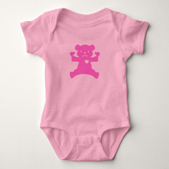 Body Para Bebé Cañón de oso rosa (Anverso)