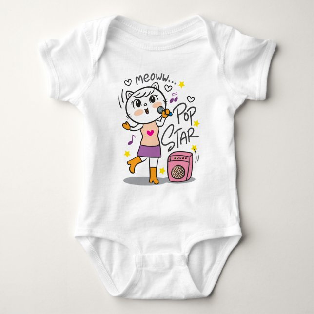 Body Para Bebé Cantante de gato (Anverso)