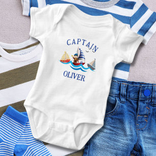 Body Para Bebé Capitán de barco náutico personalizado para niños