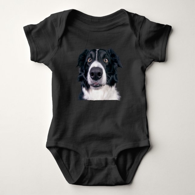 Body Para Bebé Cara de perro negra y blanca (Anverso)