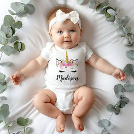 Body Para Bebé Cara de Unicornio con Pestañas Personalizadas