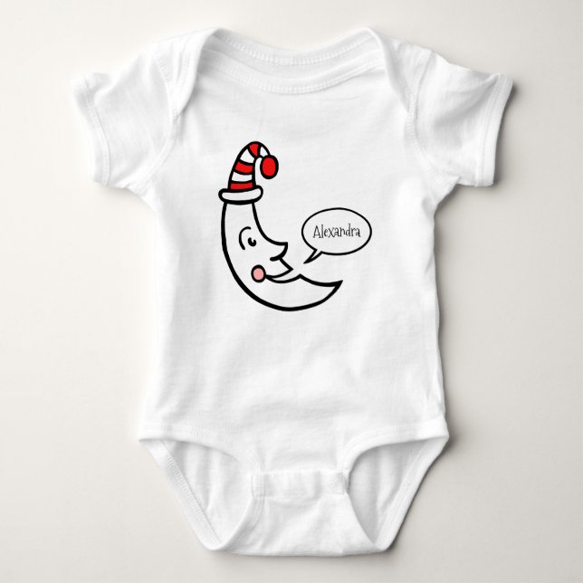 Body Para Bebé Cara y estrellas lunares personalizadas (Anverso)