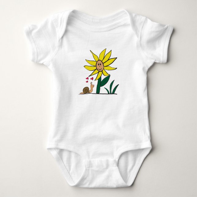 Body Para Bebé "Caracol Girasol Amigos Pequeños" (Anverso)