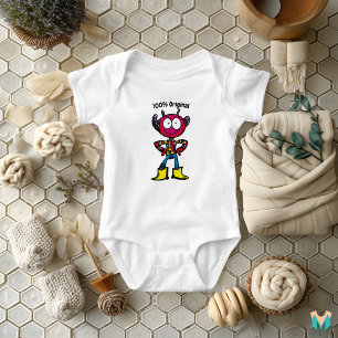 Body Para Bebé Carácter extraño y quirky con colores y estilo neg