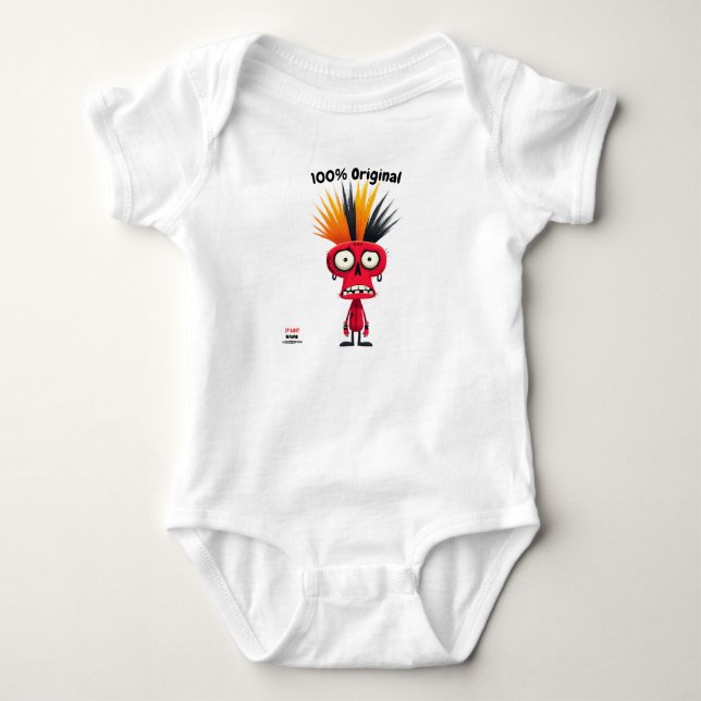 Body Para Bebé Carácter Punk rojo con mohawk | Divertido estilo u (Anverso)