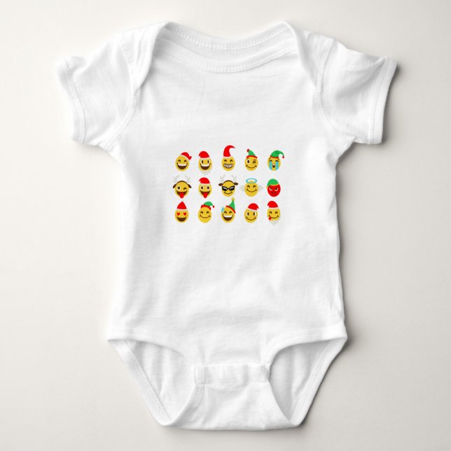Body Para Bebé caras felices de emoji navideña (Anverso)