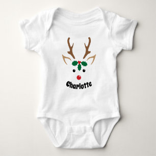 Body Para Bebé Cariño Cara de Reno Navidad Personalizada