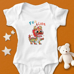 Body Para Bebé Carrito Divertido Dragón Año Nuevo Chino Fu Regalo