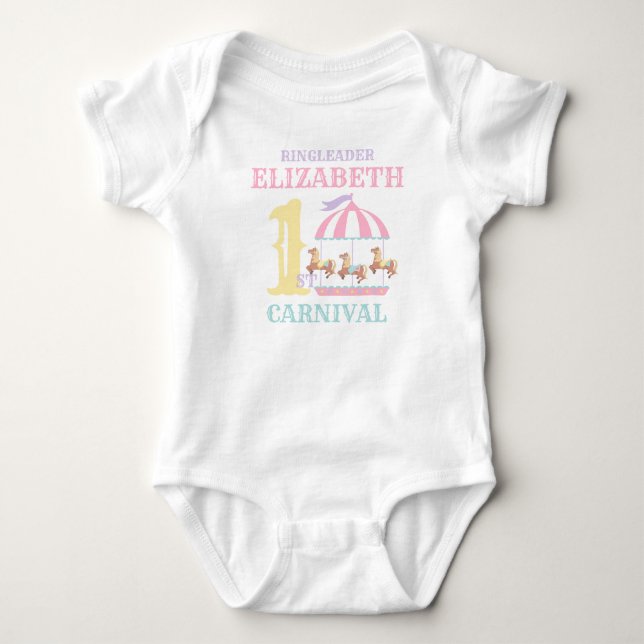Body Para Bebé Carrusel Circo Carnaval Cumpleaños Pastel (Anverso)