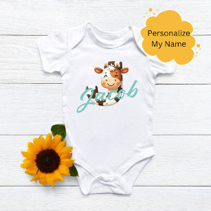 Body Para Bebé Carta de vaca adorable J Paquete de bebé con nombr