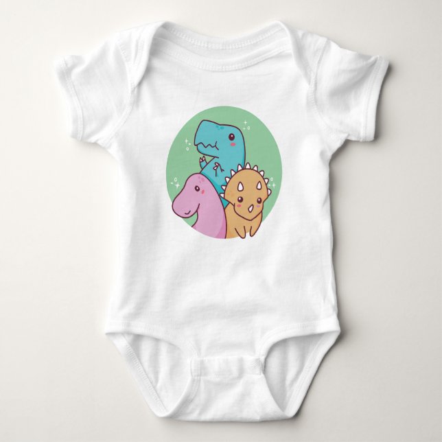 Body Para Bebé Cartoon Dinosaur Duo in Pastel Colors (Anverso)