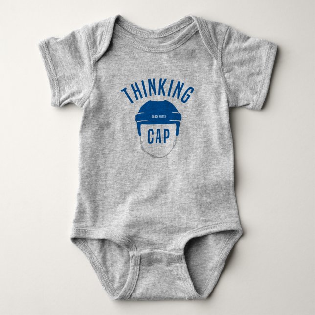 Body Para Bebé Casco de Hockey Azul Pensamiento Cap Baby Bodysuit (Anverso)