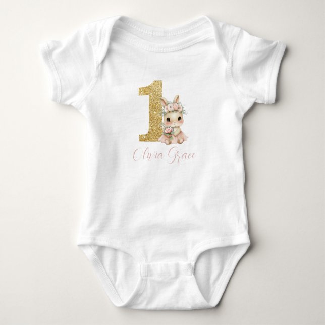 Body Para Bebé Cate Ballerina Conejo Conejo Conejo Primer Cumplea (Anverso)