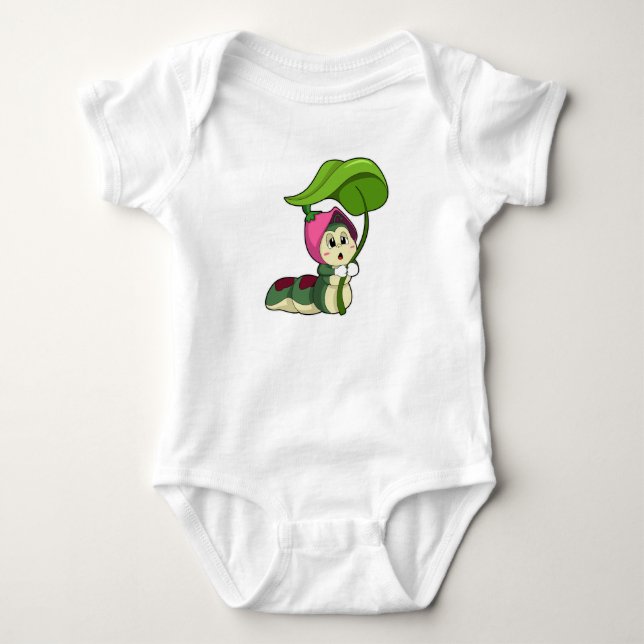 Body Para Bebé Caterpillar con hoja (Anverso)