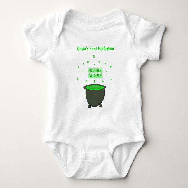 Body Para Bebé Cauldron y Bubbling Green Brew Halloween (Anverso)