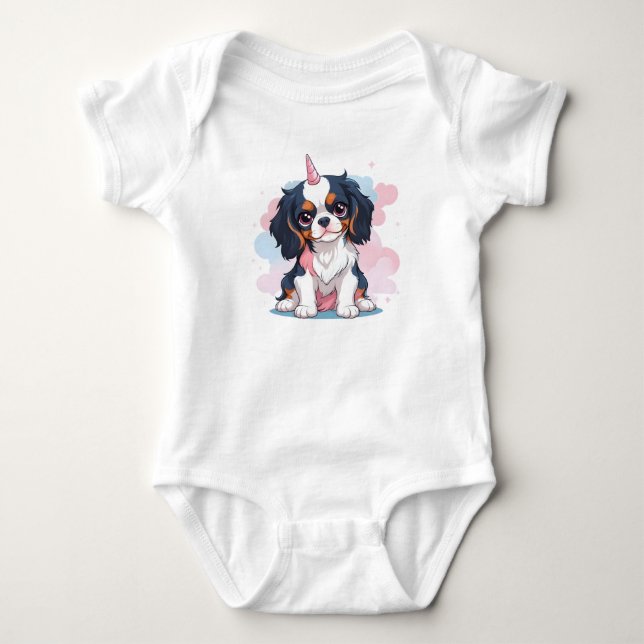 Body Para Bebé Cavalier King Charles Pastel Unicorn (Anverso)