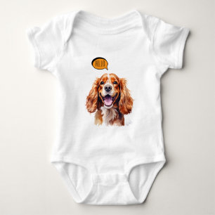 Body Para Bebé Cavalier King Charles Spaniel alegre en acuarela
