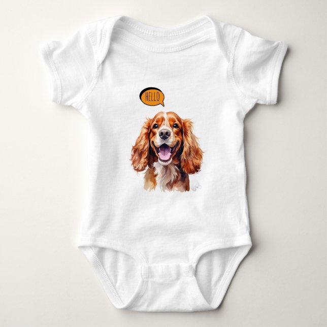 Body Para Bebé Cavalier King Charles Spaniel alegre en acuarela (Anverso)