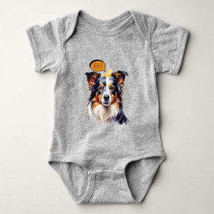 Body Para Bebé Cavalier King Charles Spaniel alegre en Acuarela