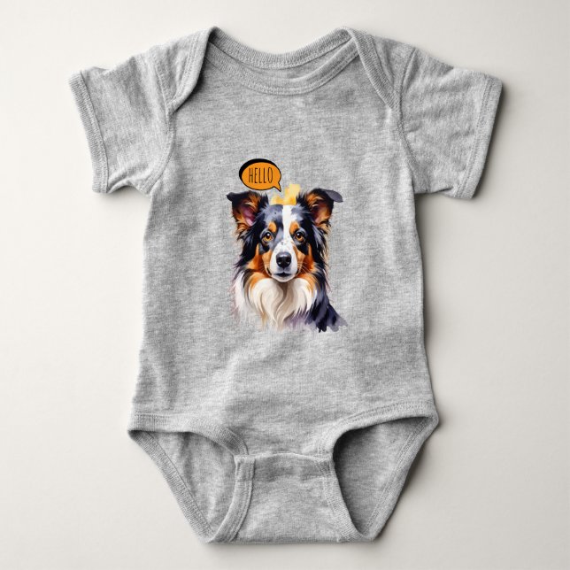 Body Para Bebé Cavalier King Charles Spaniel alegre en Acuarela (Anverso)