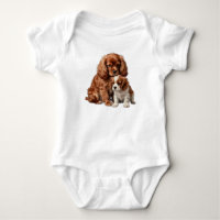 Cavalier Spaniel Ruby y su cachorro Blenheim