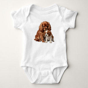 Body Para Bebé Cavalier Spaniel Ruby y su cachorro Blenheim