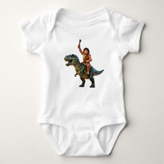 Body Para Bebé Caveman Riding Dinosaur Cartoon Image